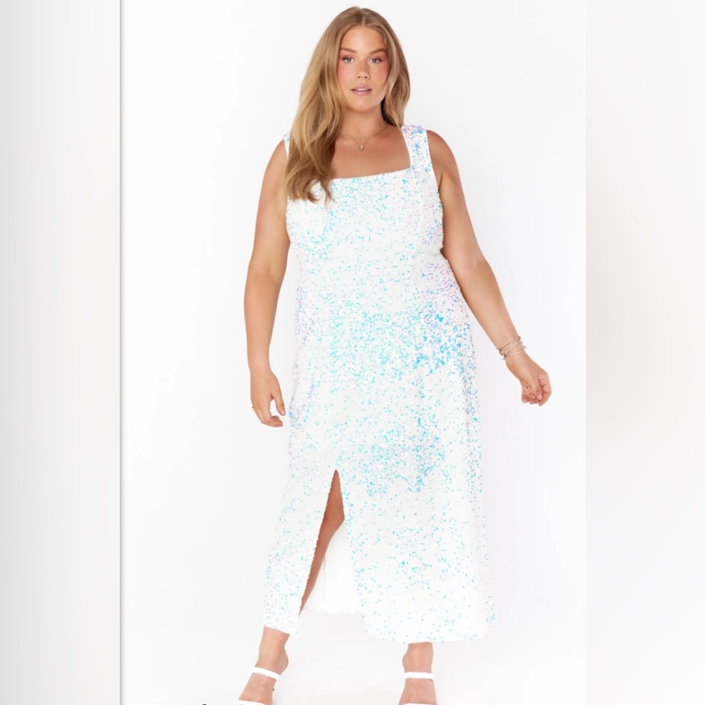 Show Me Your MuMu Eden Midi Dress - White Sparkle